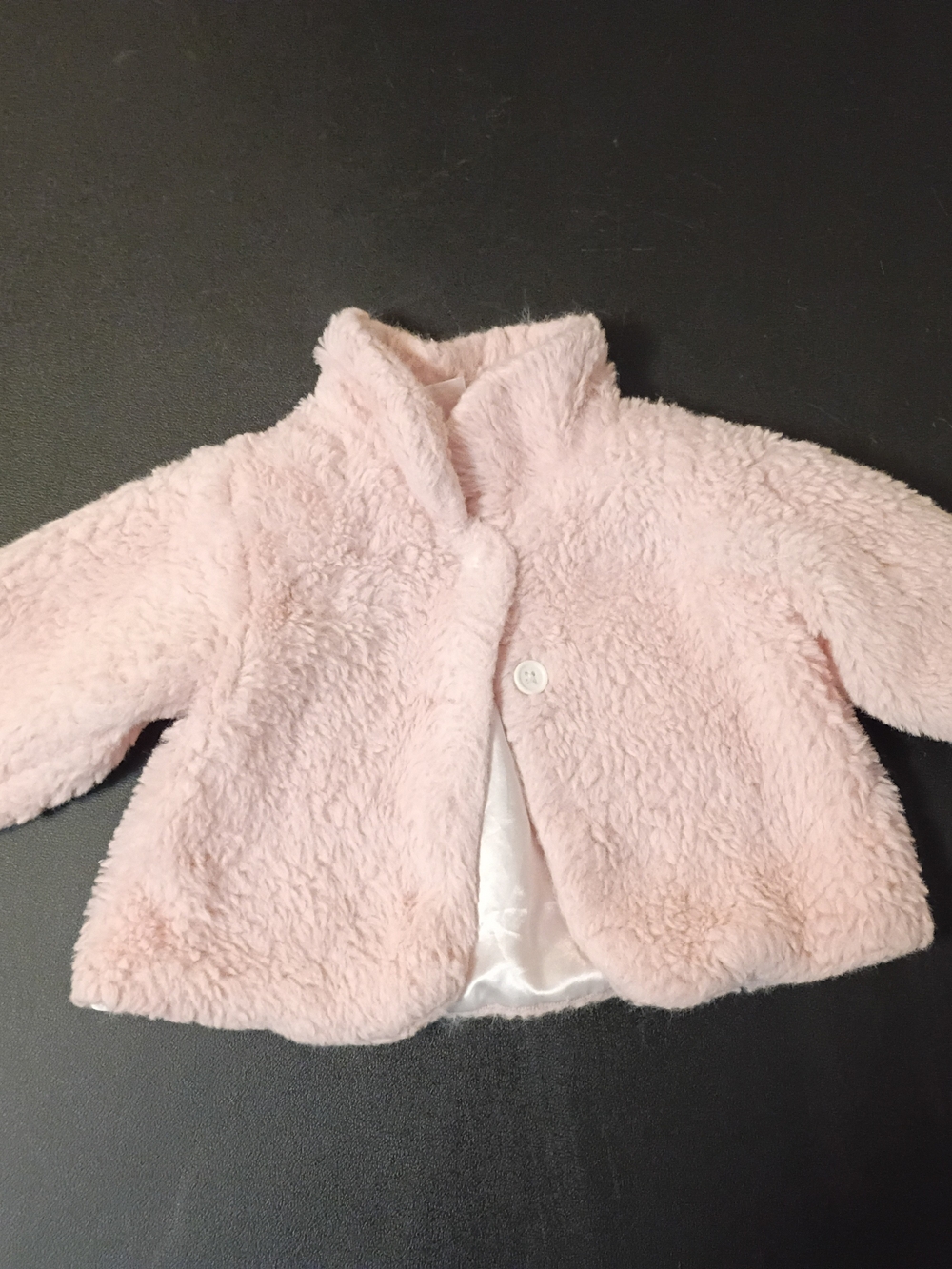 Baby Essentials Baby Girls Light Pink Faux Fur Jacket – Size 6 Months